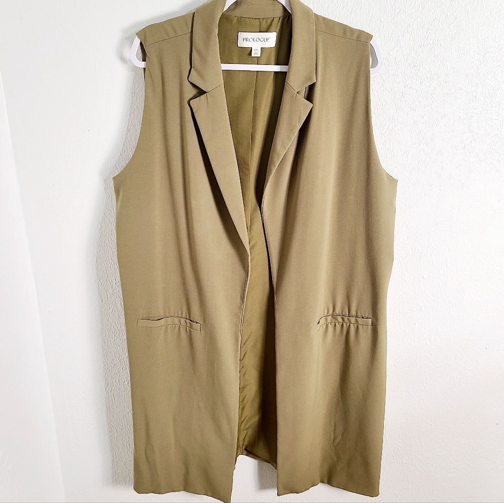 Prologue Beige/Tan Long Sleeveless Vest Jacket, Size XXL - Picture 4 of 12